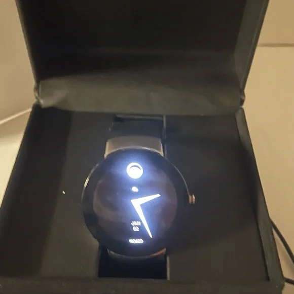 Movado 3660016 Black and Silver Watch with Charger smartwatch